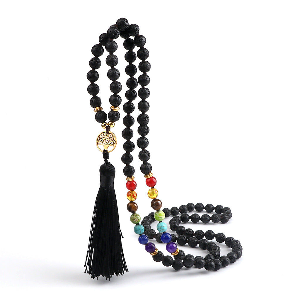 Obsidiana al por mayor 108pcs Multicapa Multilapa de la vida Pulsero de borla